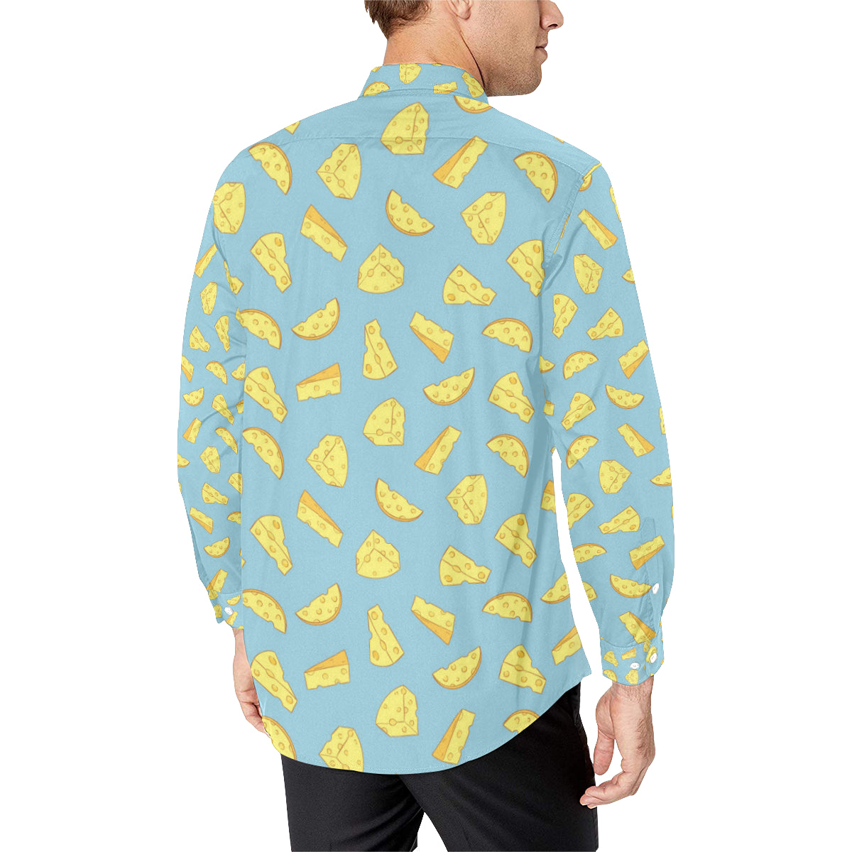 Cheese Pattern Print Design 04 Men's Long Sleeve Shirt