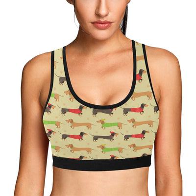 Dachshund Pattern Print Design 06 Sports Bra