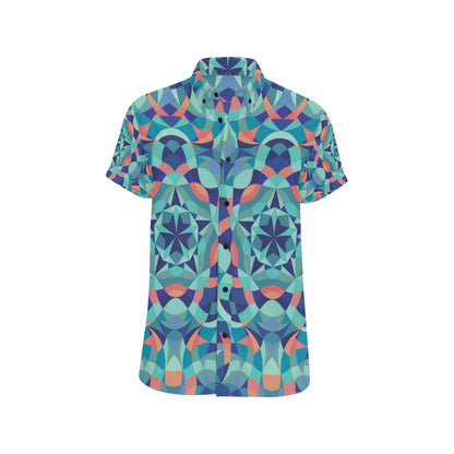Kaleidoscope Pattern Print Design 03 Men's Short Sleeve Button Up Shirt