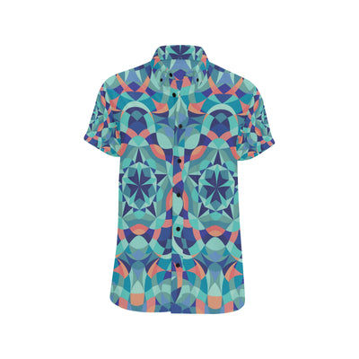 Kaleidoscope Pattern Print Design 03 Men's Short Sleeve Button Up Shirt