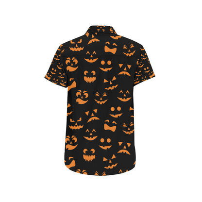 Halloween Pattern Print Design 02 Men's Short Sleeve Button Up Shirt