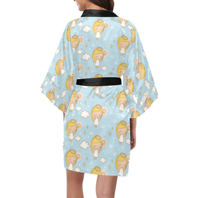 Angel Pattern Print Design 05 Women's Short Kimono