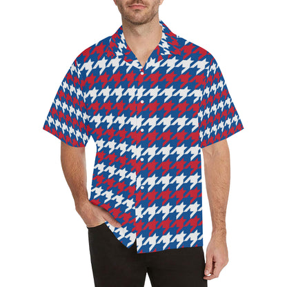 Patriotic Houndstooth Pattern Print Design A02 Men's Hawaiian Shirt