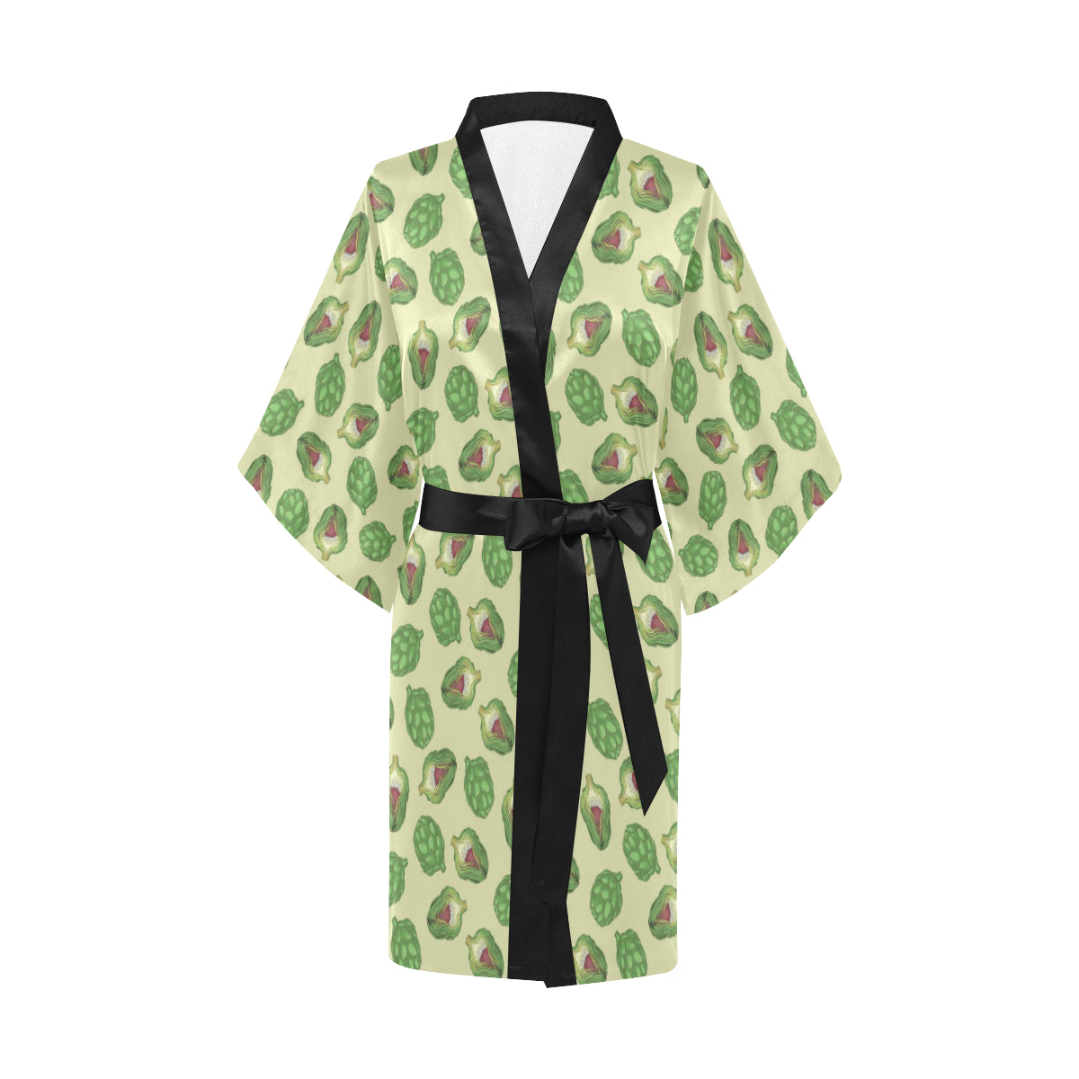 Artichoke Pattern Print Design 03 Women's Short Kimono