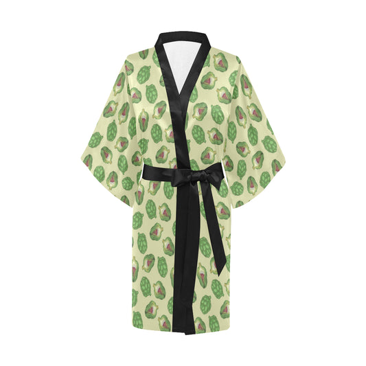 Artichoke Pattern Print Design 03 Women's Short Kimono