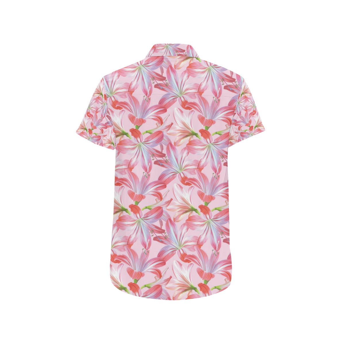 Amaryllis Pattern Print Design 02 Men's Short Sleeve Button Up Shirt