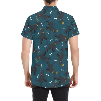 Schnauzers Pattern Print Design A04 Men's Short Sleeve Button Up Shirt