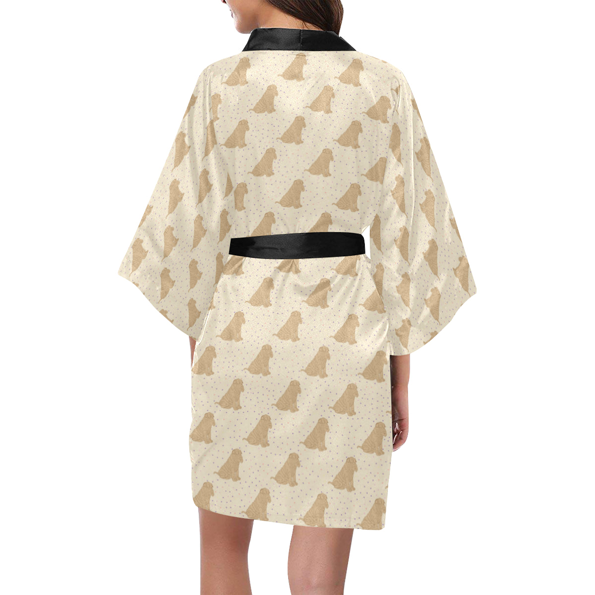 Chinese Shar Pei Pattern Print Design 01 Women's Short Kimono