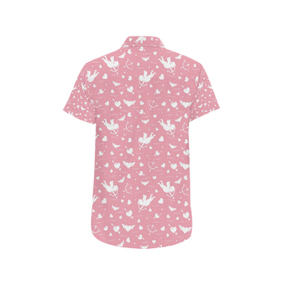 Cupid Pattern Print Design 03 Men's Short Sleeve Button Up Shirt