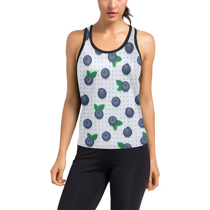 Blueberry Pattern Print Design BB02 Women's Racerback Tank Top
