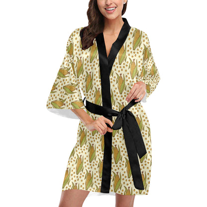 Corn Pattern Print Design 01 Women's Short Kimono