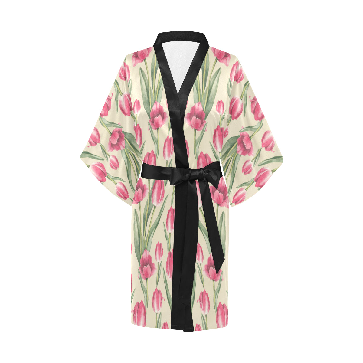 Tulip Pink Pattern Print Design TP06 Women Kimono Robe
