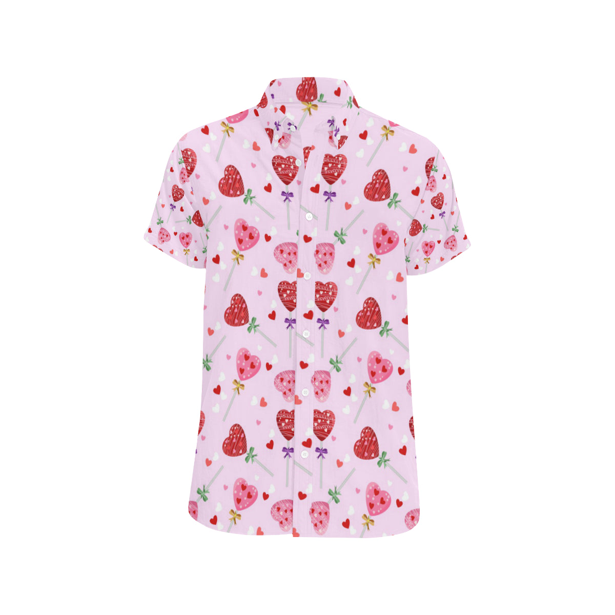 Lollipop Pattern Print Design LL07 Men's Short Sleeve Button Up Shirt