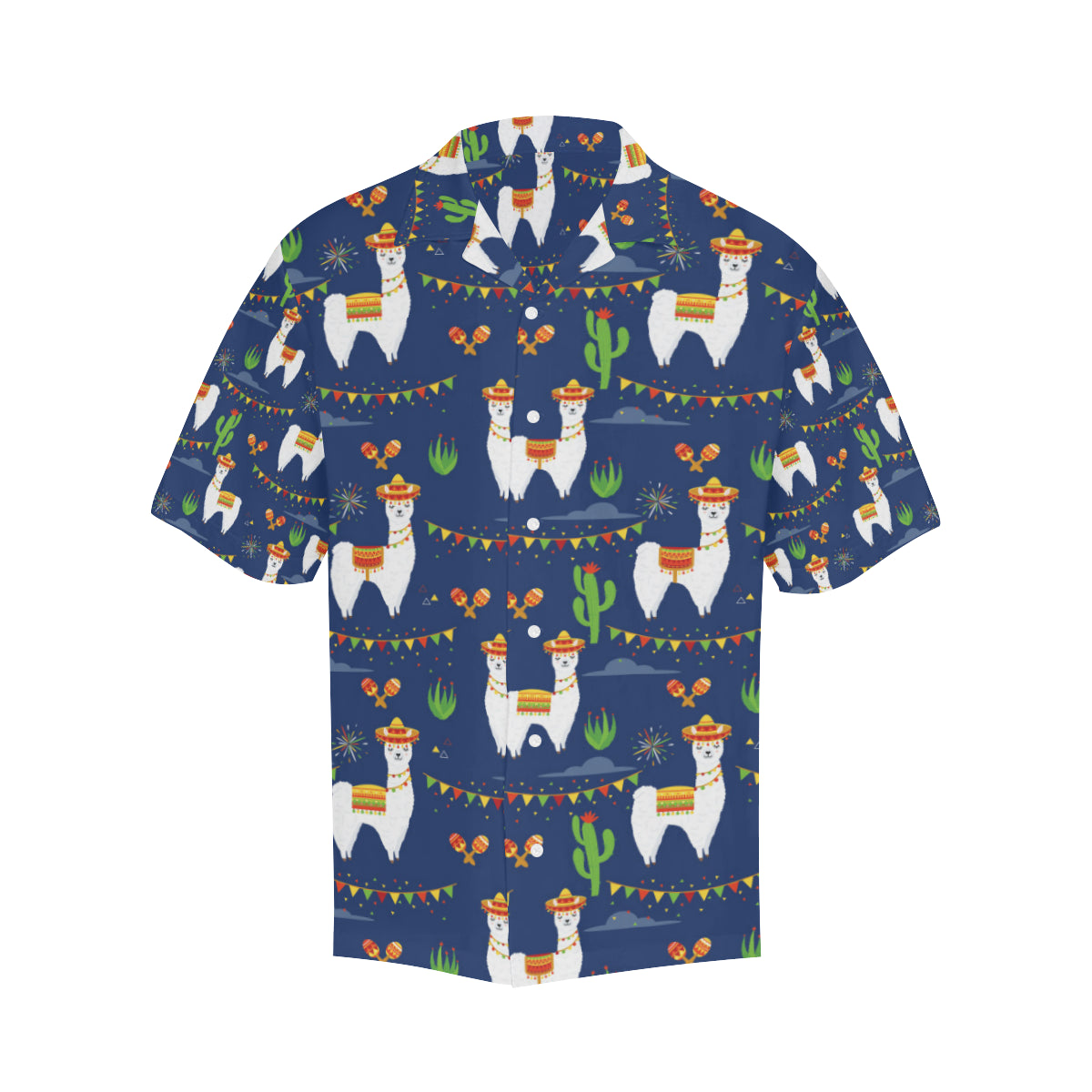 Llama Cactus Pattern Print Design 05 Men's Hawaiian Shirt