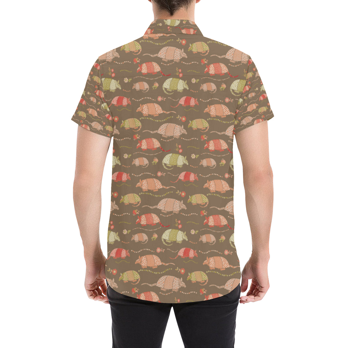 Armadillo Pattern Print Design 04 Men's Short Sleeve Button Up Shirt