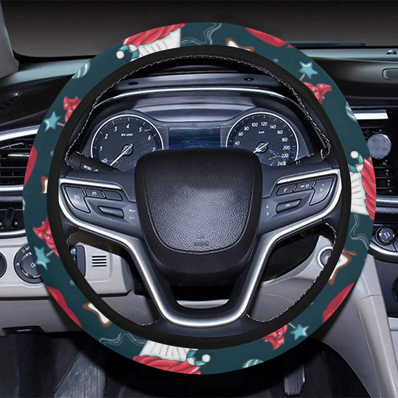 Cupcake Pattern Print Design 03 Steering Wheel Cover with Elastic Edge