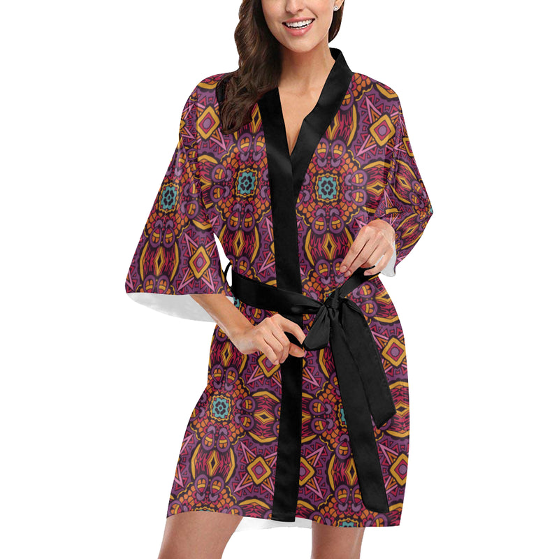 Bohemian Pattern Print Design 10 Women's Short Kimono