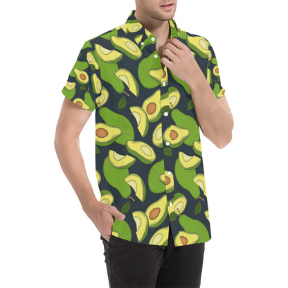 Avocado Pattern Print Design AC013 Men's Short Sleeve Button Up Shirt