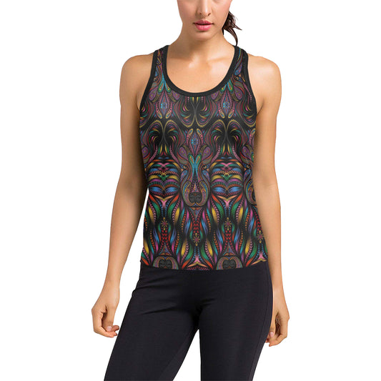 Colorful Art Wolf Women's Racerback Tank Top