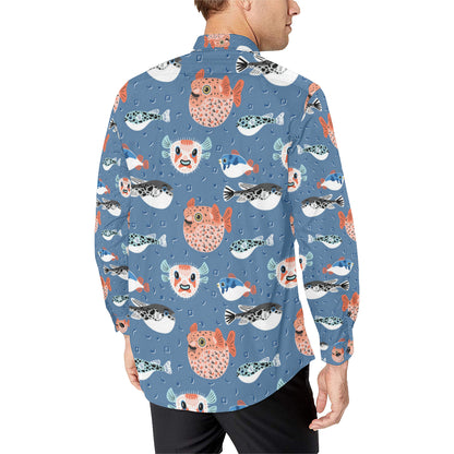 Fugu Pattern Print Design 02 Men's Long Sleeve Shirt