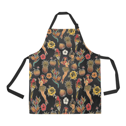 Hula Dancers Hawaiian Style Pattern Print Design 0 Apron with Pocket
