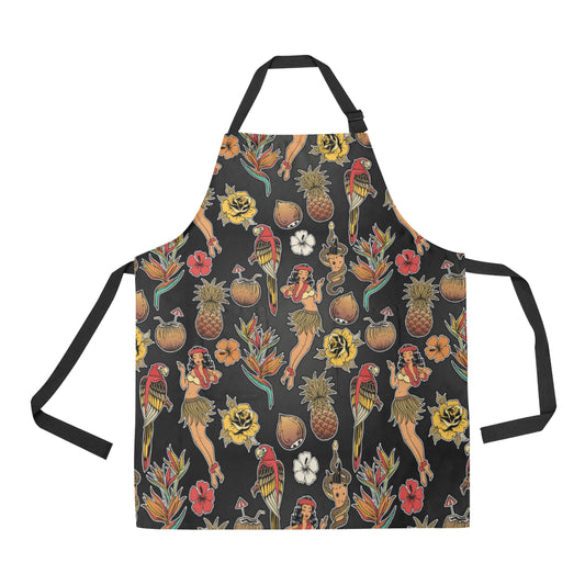 Hula Dancers Hawaiian Style Pattern Print Design 0 Apron with Pocket