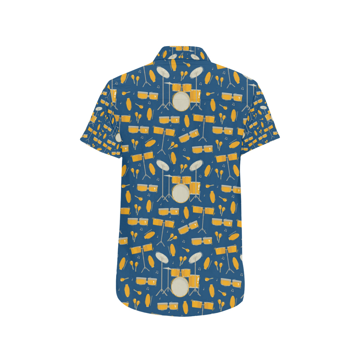 Drum Set Pattern Print Design 03 Men's Short Sleeve Button Up Shirt