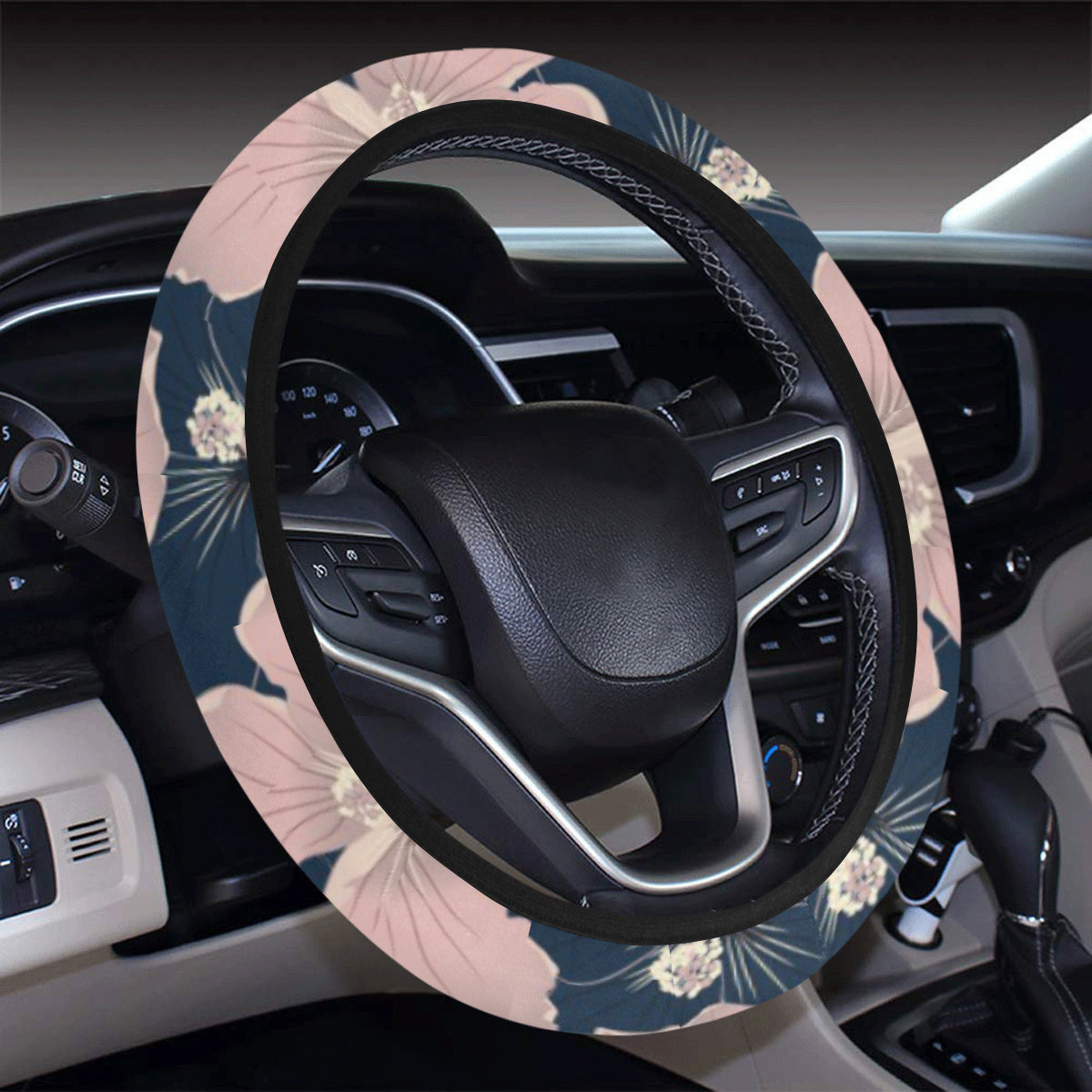 Plumeria Pattern Print Design PM018 Steering Wheel Cover with Elastic Edge