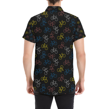 Bicycle Pattern Print Design 03 Men's Short Sleeve Button Up Shirt