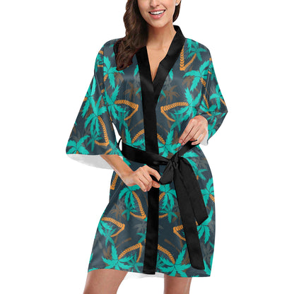 Palm Tree Pattern Print Design PT01 Women Kimono Robe