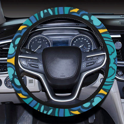 Kaleidoscope Pattern Print Design 04 Steering Wheel Cover with Elastic Edge
