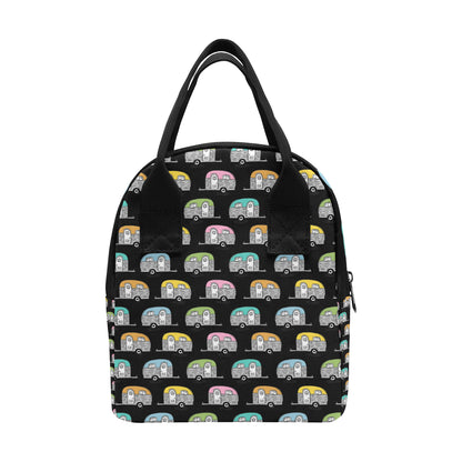 Camper Pattern Camping Themed No 2 Print Insulated Lunch Bag