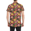 Daisy Gerbera Print Pattern Men's Short Sleeve Button Up Shirt