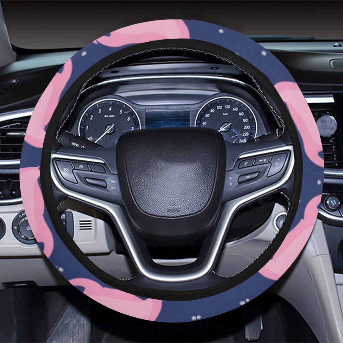 Flamingo Christmas Steering Wheel Cover with Elastic Edge