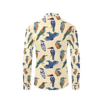 Kingfisher Bird Pattern Print Design 04 Men's Long Sleeve Shirt