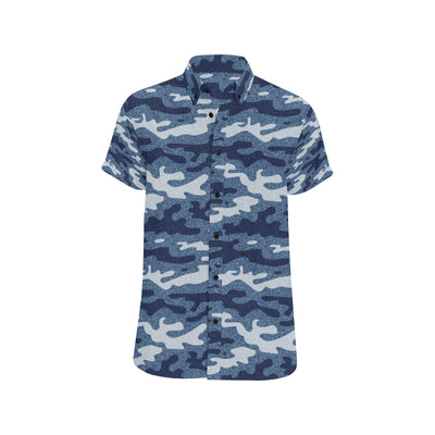 Jean Camouflage Pattern Print Design 05 Men's Short Sleeve Button Up Shirt