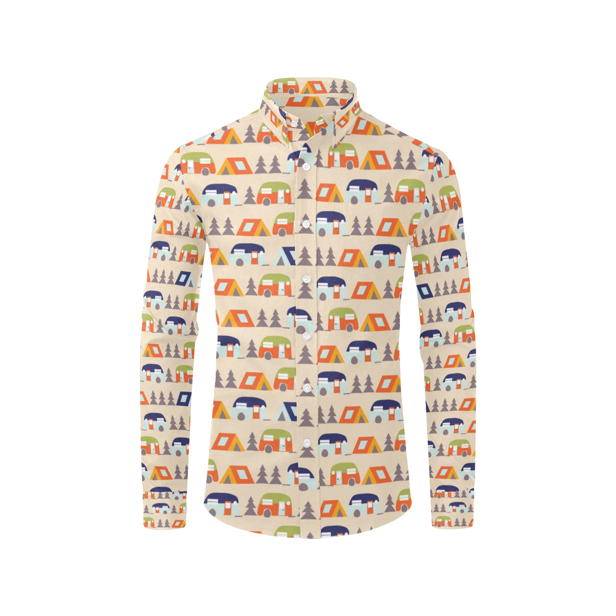Camper Tent Pattern Print Design 03 Men's Long Sleeve Shirt