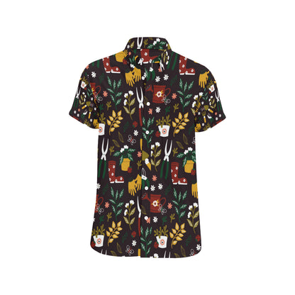 Gardening Pattern Print Design G05 Men's Short Sleeve Button Up Shirt