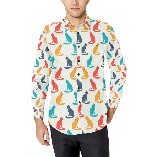Cat Pattern Print Design 03 Men's Long Sleeve Shirt