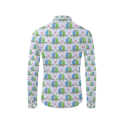 Budgerigar Pattern Print Design 05 Men's Long Sleeve Shirt