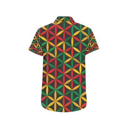 Rasta Pattern Print Design A04 Men's Short Sleeve Button Up Shirt