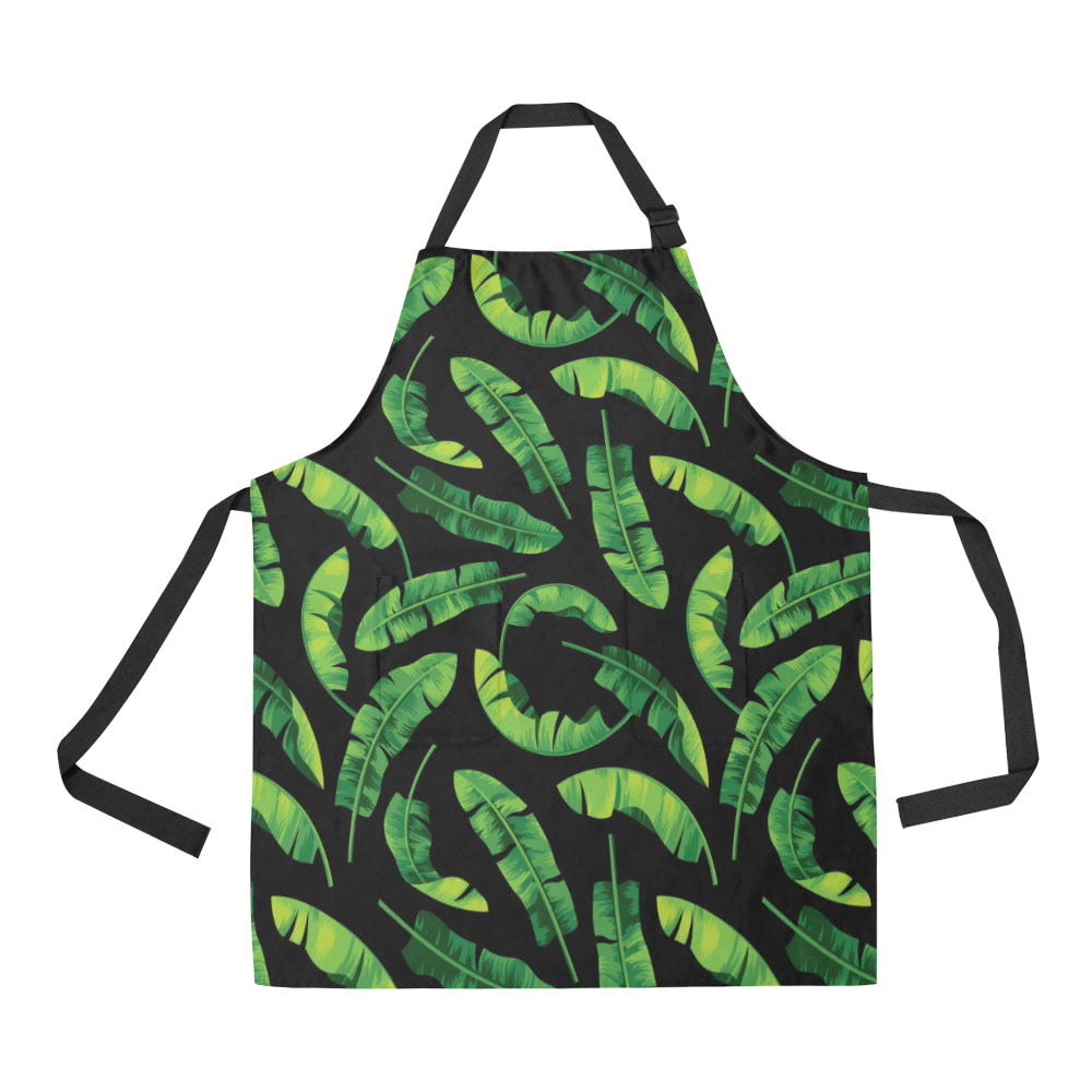 Banana Leaf Pattern Print Design BL02 Apron with Pocket