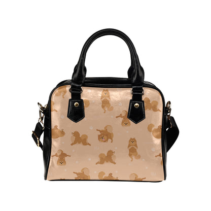 Pomeranians Pattern Print Design A06 Shoulder Handbag