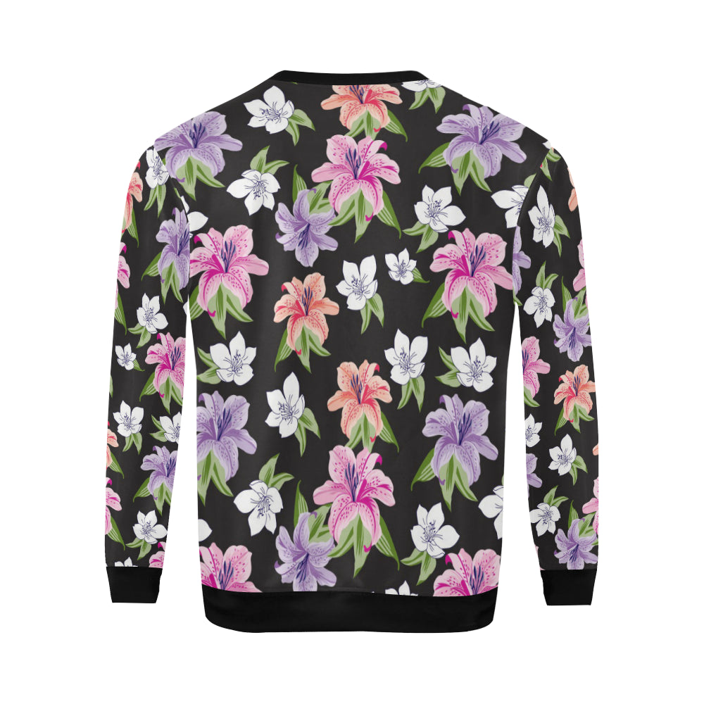 Lily Pattern Print Design LY02 Men Long Sleeve Sweatshirt