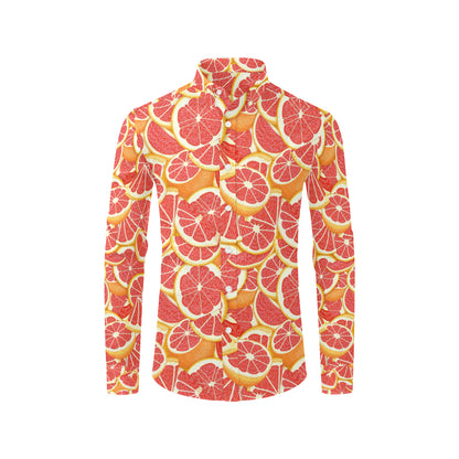 Grapefruit Pattern Print Design GF02 Men's Long Sleeve Shirt