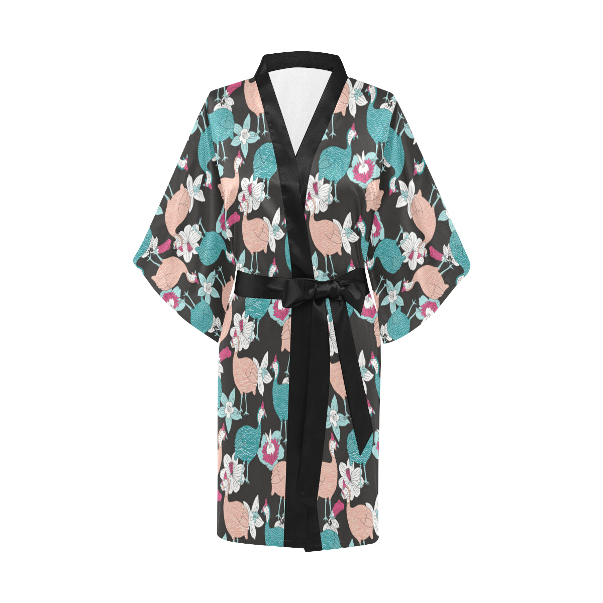 Guinea Fowl Pattern Print Design 03 Women's Short Kimono