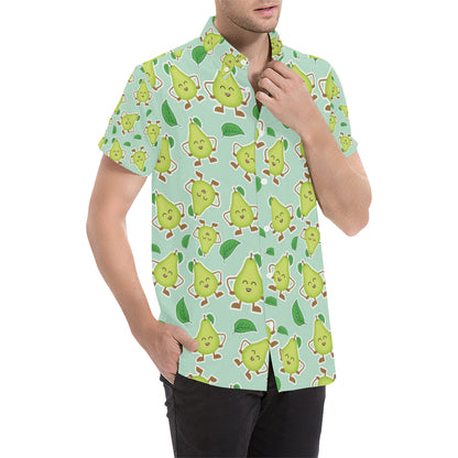 Avocado Pattern Print Design AC011 Men's Short Sleeve Button Up Shirt
