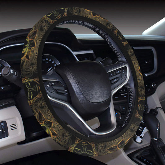 Buddha Pattern Print Design 03 Steering Wheel Cover with Elastic Edge