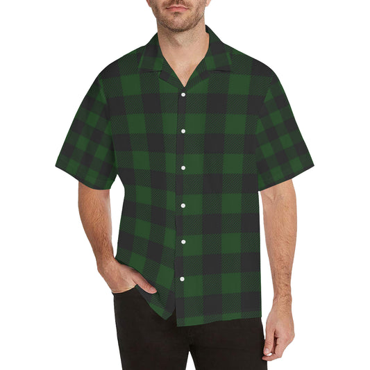 Buffalo check Green Pattern Print Design 02 Men's Hawaiian Shirt