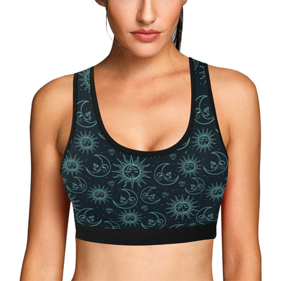 Sun Moon Magic Design Themed Print Sports Bra